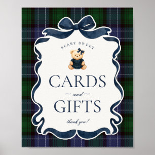 Vornehme Coquette-Bär-Tartan-Karten und Geschenke Poster