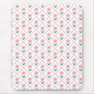 Vornehme florale Gitterstruktur Grandmillenial Mousepad