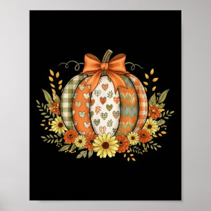 Vornehme Florale Herbst-Kürbis-Spitze Coquette-Sch Poster