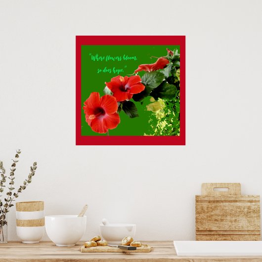 Vornehme Grödner für Red Hibisken Custom Blume Quo Poster (Küche)