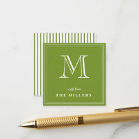 Vornehme grüne und weiße Monogramm-Geschenkanhänge