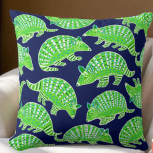 Vornehme Gürteltiere in Navy Blau Grün Kissen