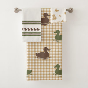 Vornehme Jungen Ente & Gingham Braun Army Grün Kha Badhandtuch Set