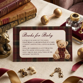 Vornehme Karo-Teddybär-Baby-Shower-Bücher für Baby Begleitkarte