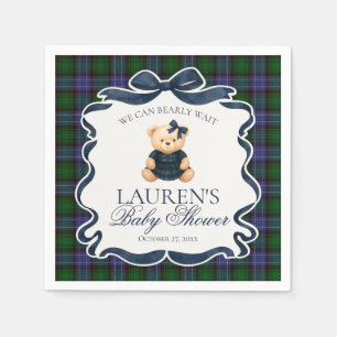 Vornehme Koketten-Bär-Tartan-Karo-Baby-Party Serviette
