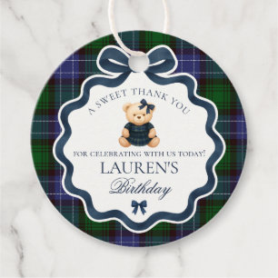 Vornehme Koketten-Schleifen-Bär-Tartan-Geburtstags Geschenkanhänger