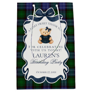 Vornehme Koketten-Schleifen-Bär-Tartan-Geburtstags Mittlere Geschenktüte