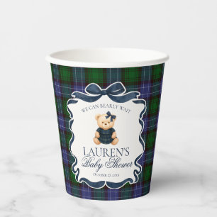 Vornehme Koketten-Schleifen-Bär-Tartan-Karo-Baby-P Pappbecher