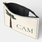 Vornehme Küstenpalmen-Monogramm Zubehörtasche (Offen)