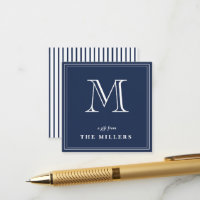 Vornehme marineblaue und weiße Monogramm-Geschenka
