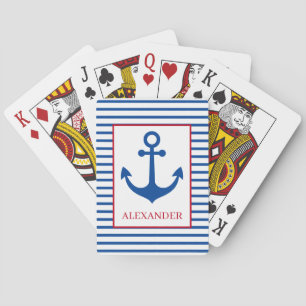 Vornehme nautische Streifen und personalisierter A Spielkarten