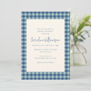 Vornehme Navy-Teal-Blau-Gingham-Karo-Brautjungfern Einladung