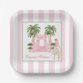 Vornehme Palm Beach Hochzeits- / Junggesellinnenpa Pappteller