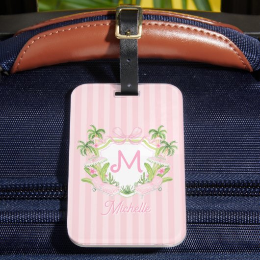 Vornehme Palm Beach Monogramm-Krone Gepäckanhänger (Vorderseite Insitu 2)