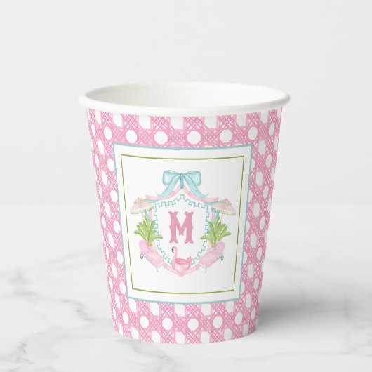 Vornehme Palm Beach-Monogramm-Krone Pappbecher (Vorderseite)