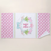 Vornehme Palm Beach-Monogramm-Krone Strandtuch (Vorderseite)