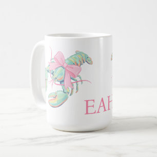 Vornehme Pastell-Wasserfarbe-Hummer-Monogramm Kaffeetasse