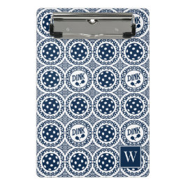 Vornehme Pickleball-Damaske – Navy-Dink-Muster   Mini Klemmbrett
