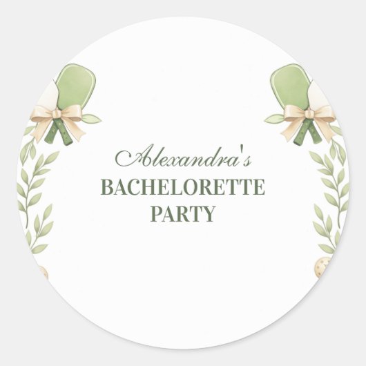 Vornehme Pickleball-Garten-Junggesellinnen-Abschie Runder Aufkleber (Vorderseite)