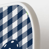 Vornehme Pickleball Gingham - Navy & Lime Monogram Schläger (Linke Seite)
