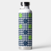 Vornehme Pickleball-Gingham - Navy & Lime Trinkflasche (Rechts)