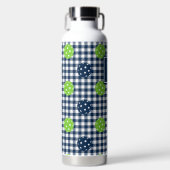 Vornehme Pickleball-Gingham - Navy & Lime Trinkflasche (Vorderseite)
