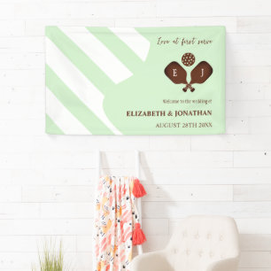 Vornehme Pickleball-Streifen-Hochzeit Banner