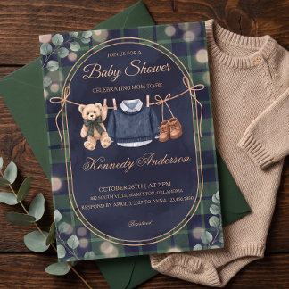 Vornehme Polo-Teddybär-Baby-Shower-Einladung Einladung