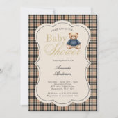 Vornehme Polo-Teddybär-Luxus-Beige-Baby-Shower Einladung (Vorderseite)