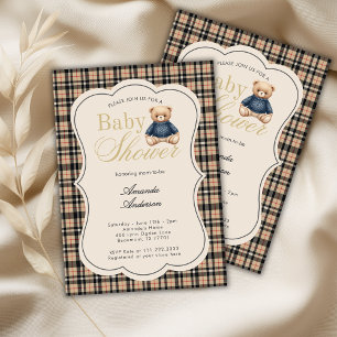 Vornehme Polo-Teddybär-Luxus-Beige-Baby-Shower Einladung