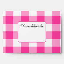 Vornehme rosa Gingham-Umschlag mit Adressfeld
