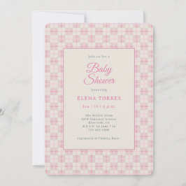 Vornehme rosa karierte Babyparty-Einladung Einladung