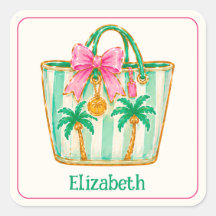 Vornehme rosa und grüne Palm-Beach-Tasche