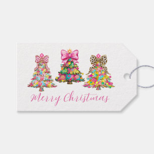 Vornehme rosa und grüne Weihnachtsbäume Geschenkanhänger