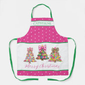 Vornehme rosa und grüne Weihnachtsbäume Schürze (Vorderseite)