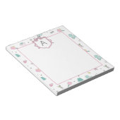 Vornehme rosafarbene Pickleball-Monogramm-Notizblo Notizblock (angewinkelt)