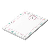Vornehme rosafarbene Pickleball-Monogramm-Notizblo Notizblock (Rotiert)
