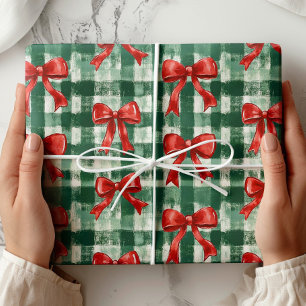Vornehme Schleife Karo Weihnachten Geschenkpapier