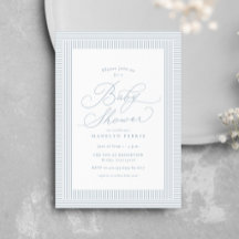 Vornehme Seersucker-Streifen blau-weiße Babyparty