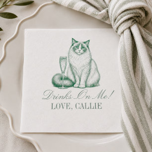 Vornehme Smaragdgrüne Ragdoll-Katze Champagner-Hoc Serviette