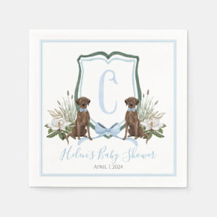Vornehme südliche blaue Jungen-Hunde-Baby-Party Serviette