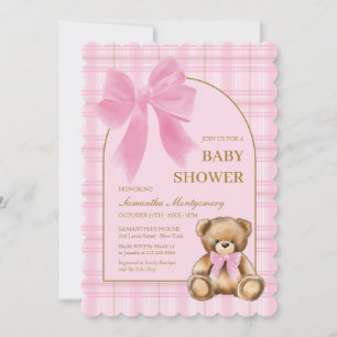 Vornehme Teddybär-Baby-Shower-Einladung mit rosa P Einladung