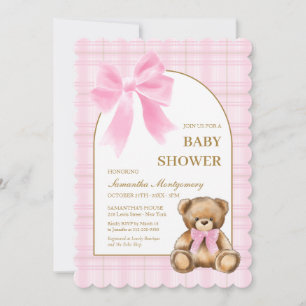 Vornehme Teddybär-Baby-Shower-Einladung mit rosa P Einladung