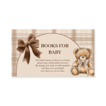 Vornehme Teddybär-Beige-Karo-Bücher-für-Baby-Karte