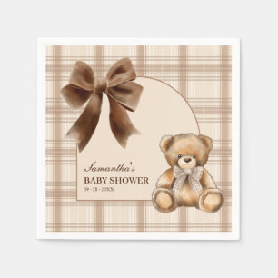 Vornehme Teddybär-Beige-Karode-Baby-Shower-Serviet Serviette