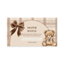 Vornehme Teddybär-Beige-Karodiaper-Raffle-Einschlu