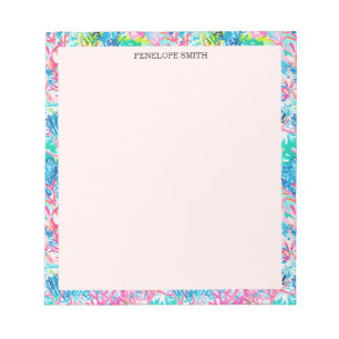 Vornehme tropische Chic-Korallen-Wasserfarbe perso Notizblock
