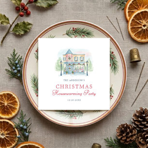 Vornehme Wasserfarbe Haus Frohe Weihnachten Serviette