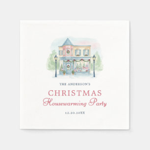 Vornehme Wasserfarbe Haus Frohe Weihnachten Serviette