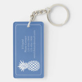 Vornehme weiße Ananas auf Blau Schlüsselanhänger (Rückseite)